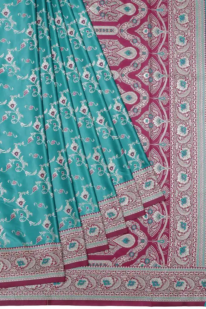 Banarasi Silk Saree Teal Blue