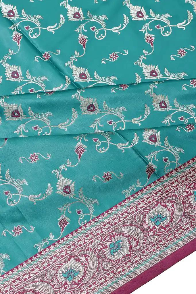 Banarasi Silk Saree Teal Blue