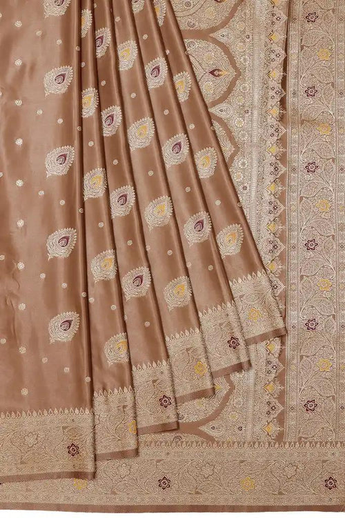 Banarasi Silk Saree Golden Brown