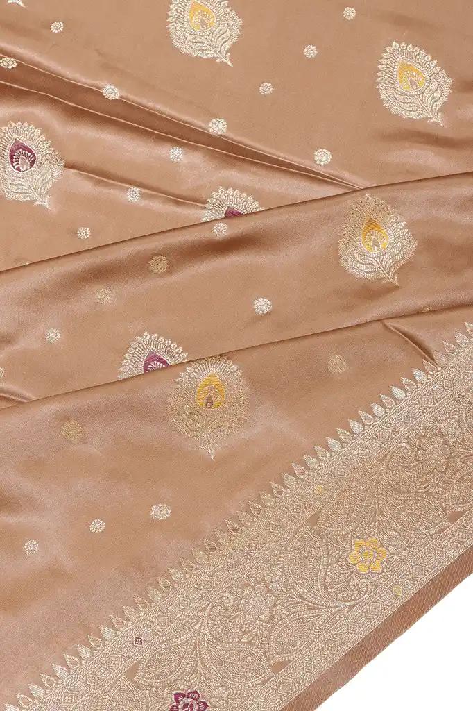 Banarasi Silk Saree Golden Brown