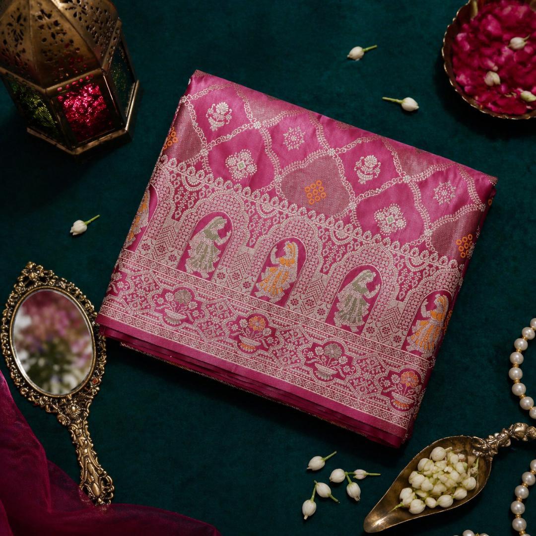 Banarasi Silk Saree Rani Pink