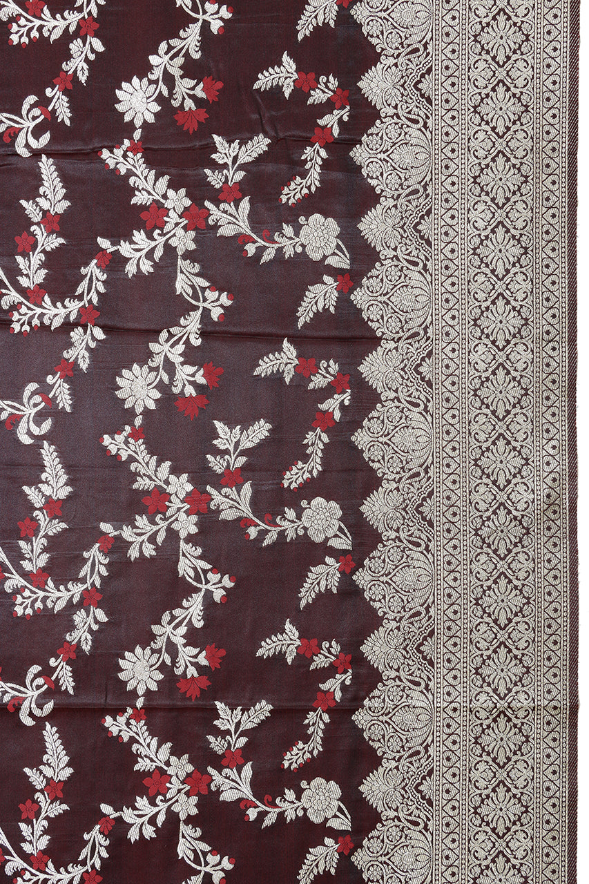 Banarasi Silk Saree Maroon Silver