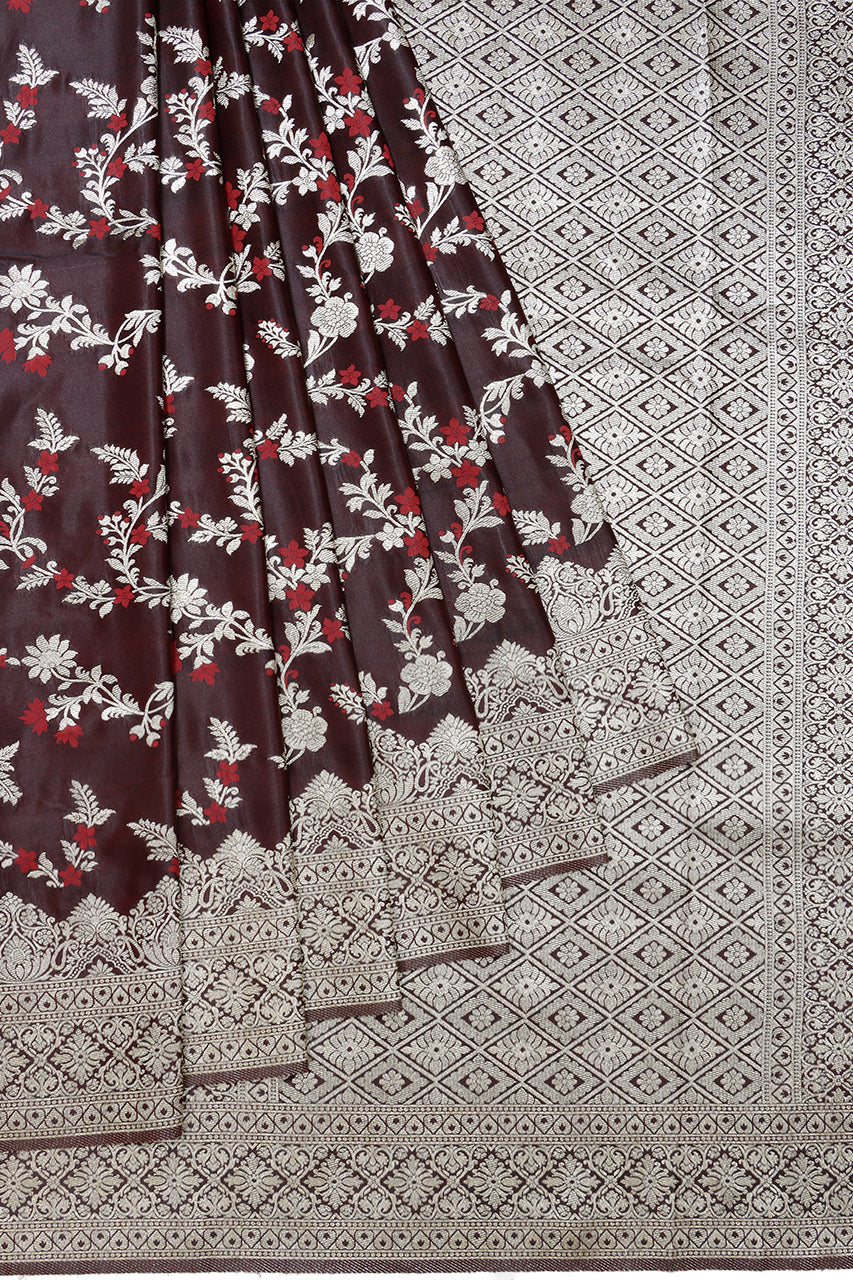 Banarasi Silk Saree Maroon Silver