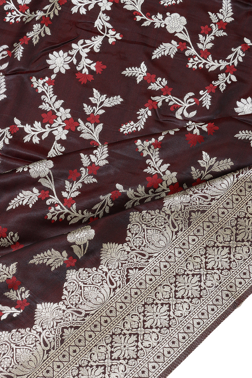 Banarasi Silk Saree Maroon Silver