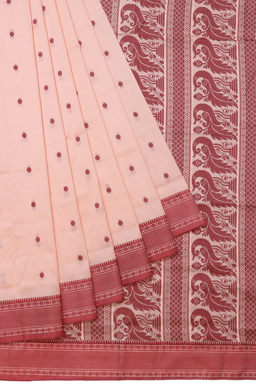 Banarasi Soft Silk Saree Peach Maroon