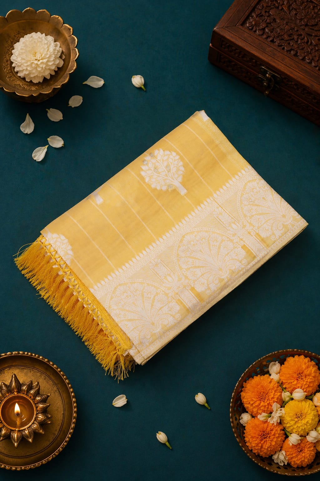 Cotton Saree Yellow Hand Woven