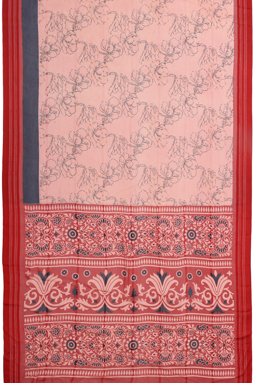 Georgette Peach Red Saree