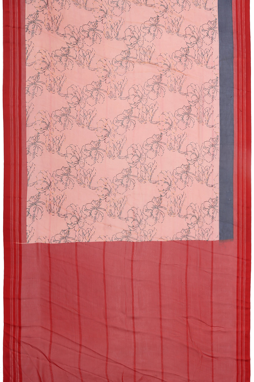 Georgette Peach Red Saree