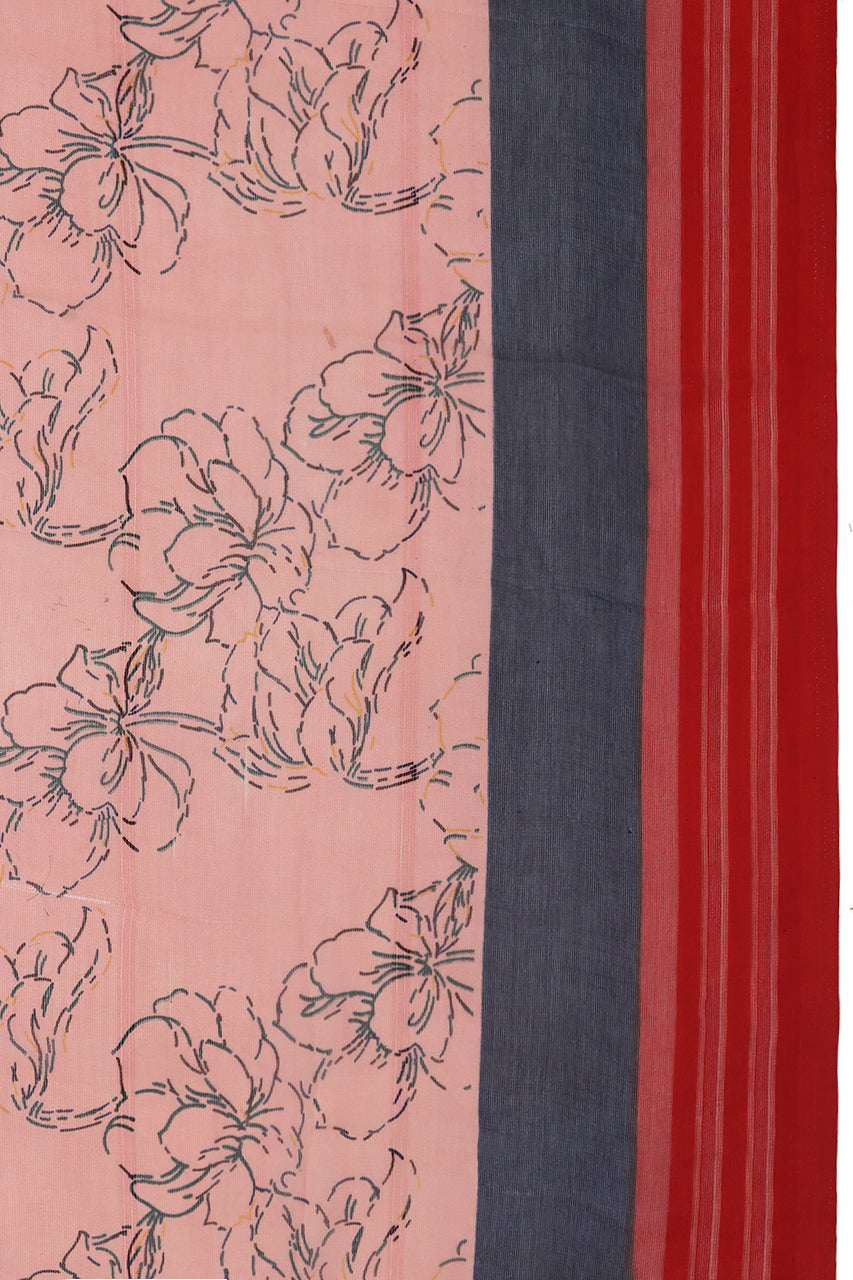 Georgette Peach Red Saree