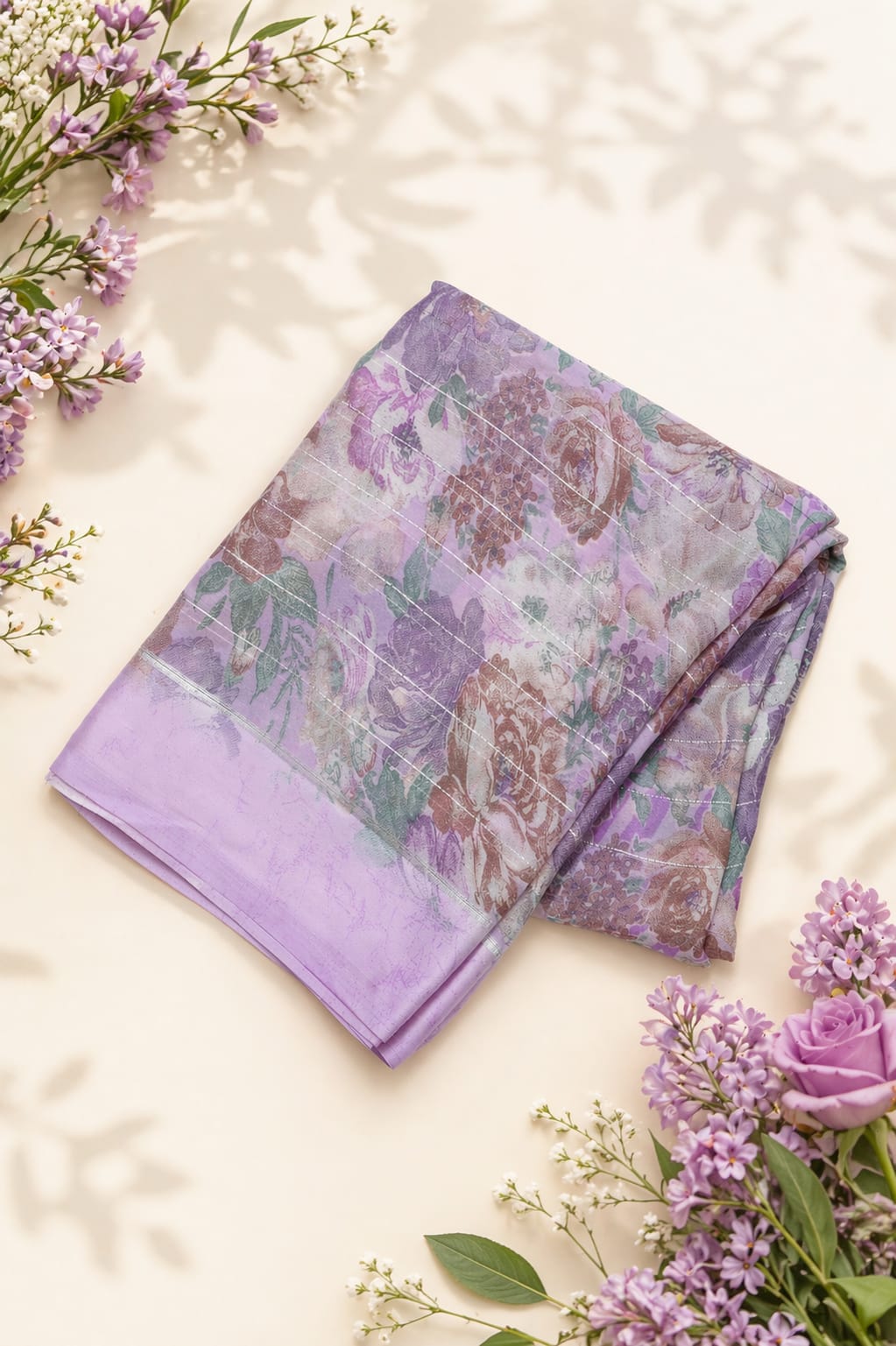 Georgette Saree Purple Floral