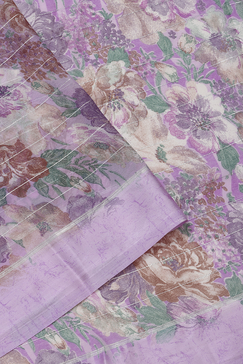Georgette Saree Purple Floral
