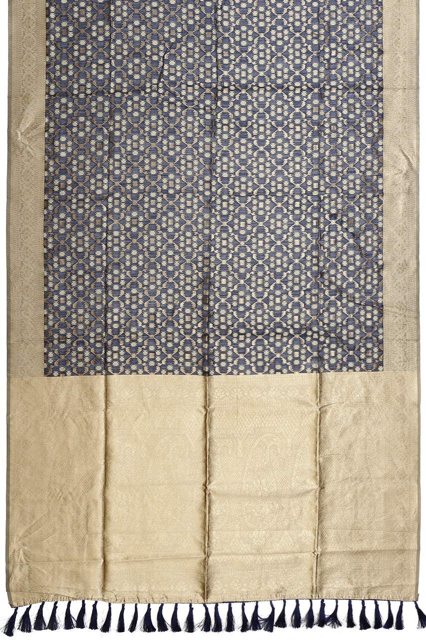 Cotton Silk Saree Blue Hand Woven