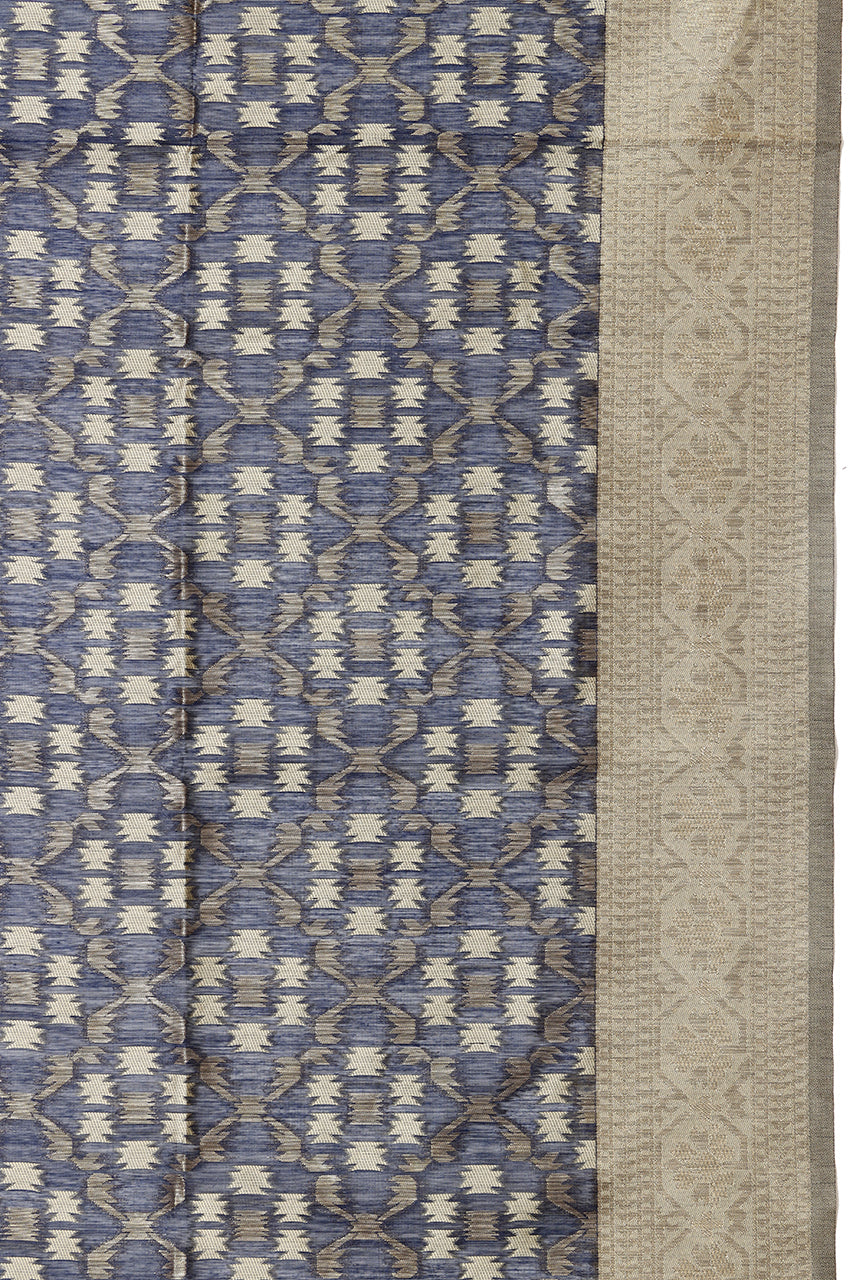 Cotton Silk Saree Blue Hand Woven