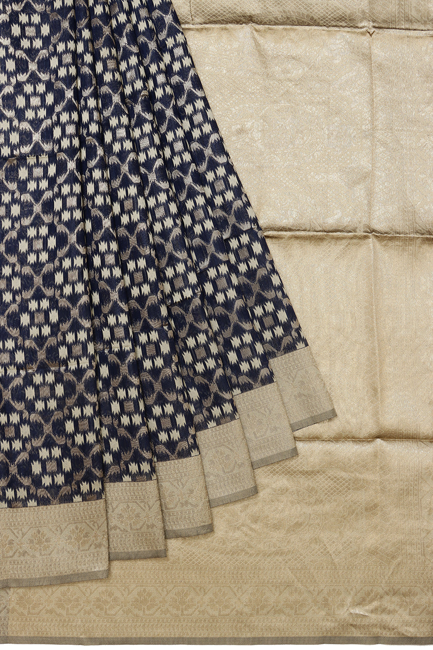 Cotton Silk Saree Blue Hand Woven