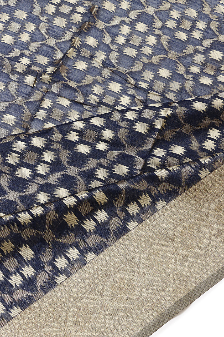 Cotton Silk Saree Blue Hand Woven