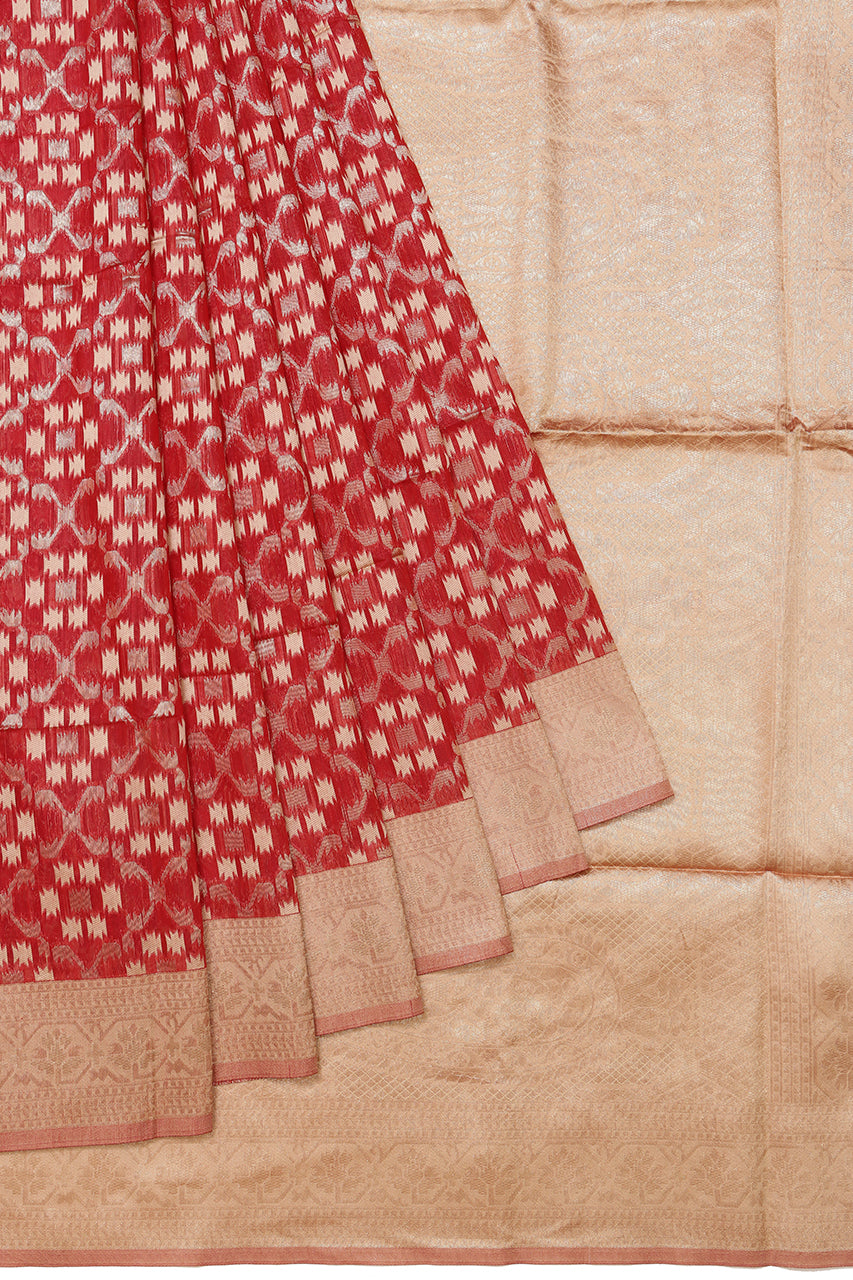 Cotton Silk Saree Red Hand Woven