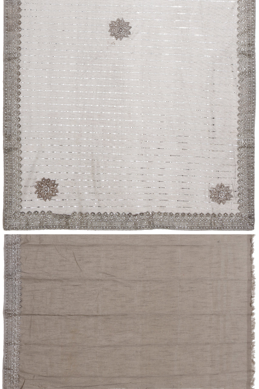 Designer Party Saree Crepe Net Dark Sage