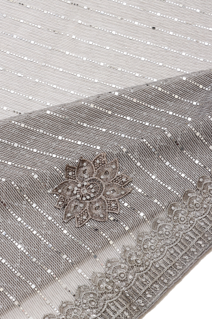 Designer Party Saree Crepe Net Dark Sage