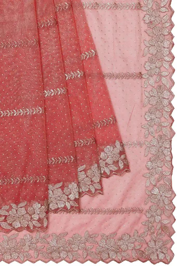 Designer Party Saree Vermilion Shimmer