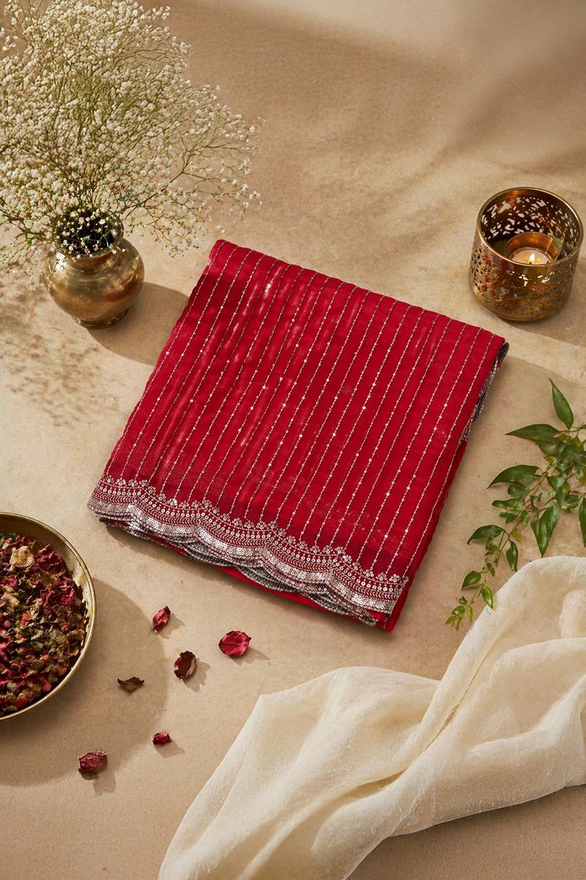 Designer Party Saree Red