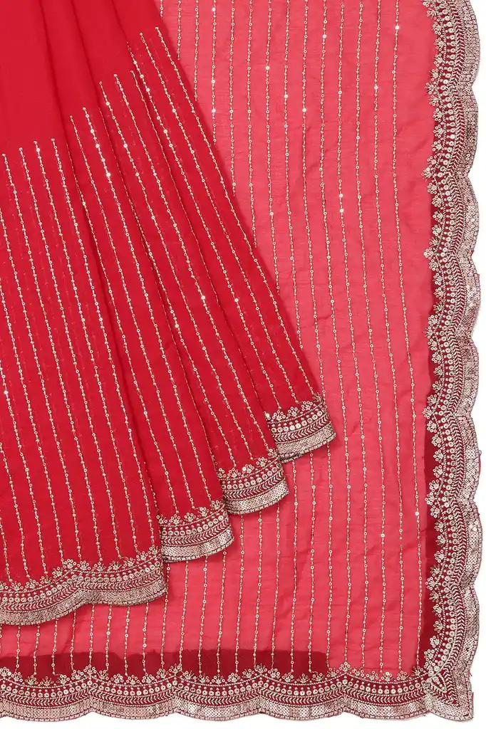 Designer Party Saree Red