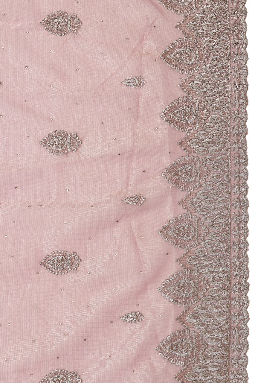 Designer Party Saree Organza Silk Peach Shimmer