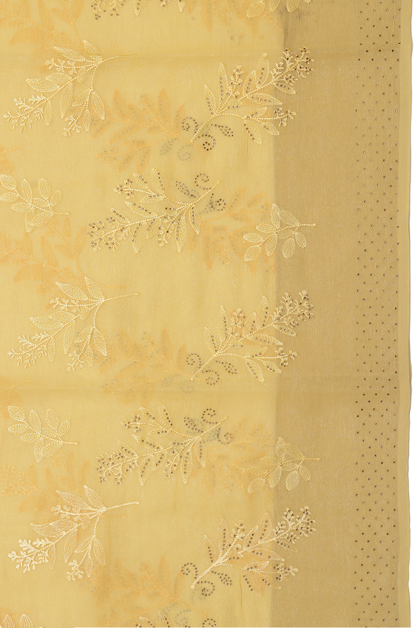 Designer Party Saree Georgette Yellow Saree
