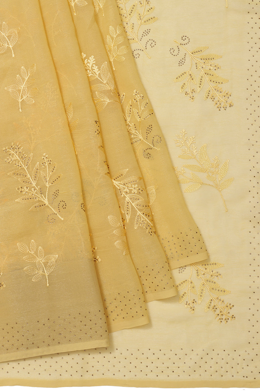 Designer Party Saree Georgette Yellow Saree