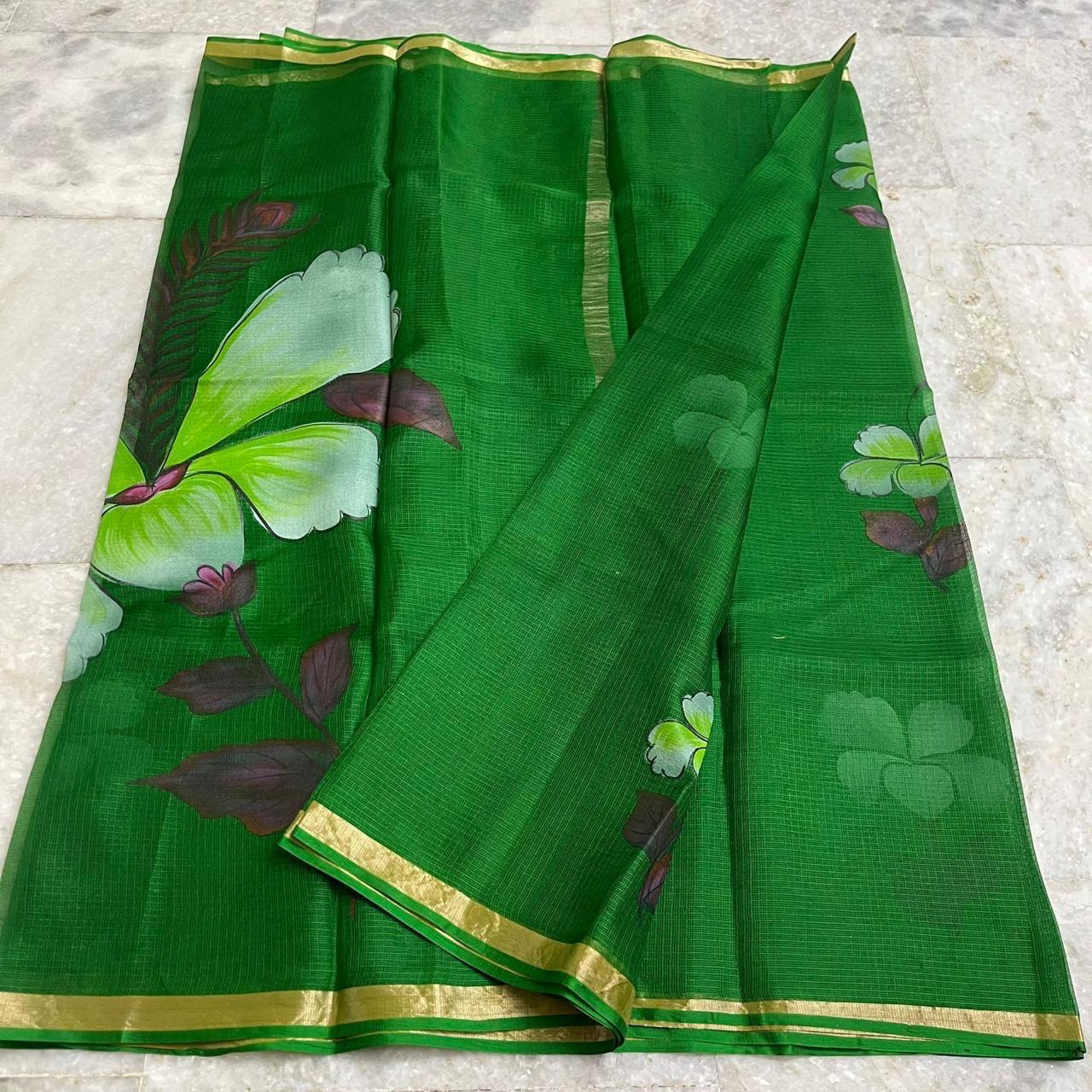 Katan Silk Saree Dark Green