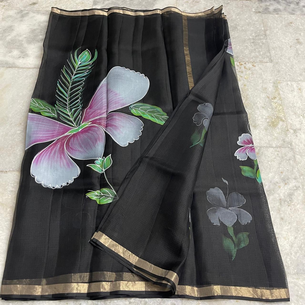 Katan Silk Saree Black