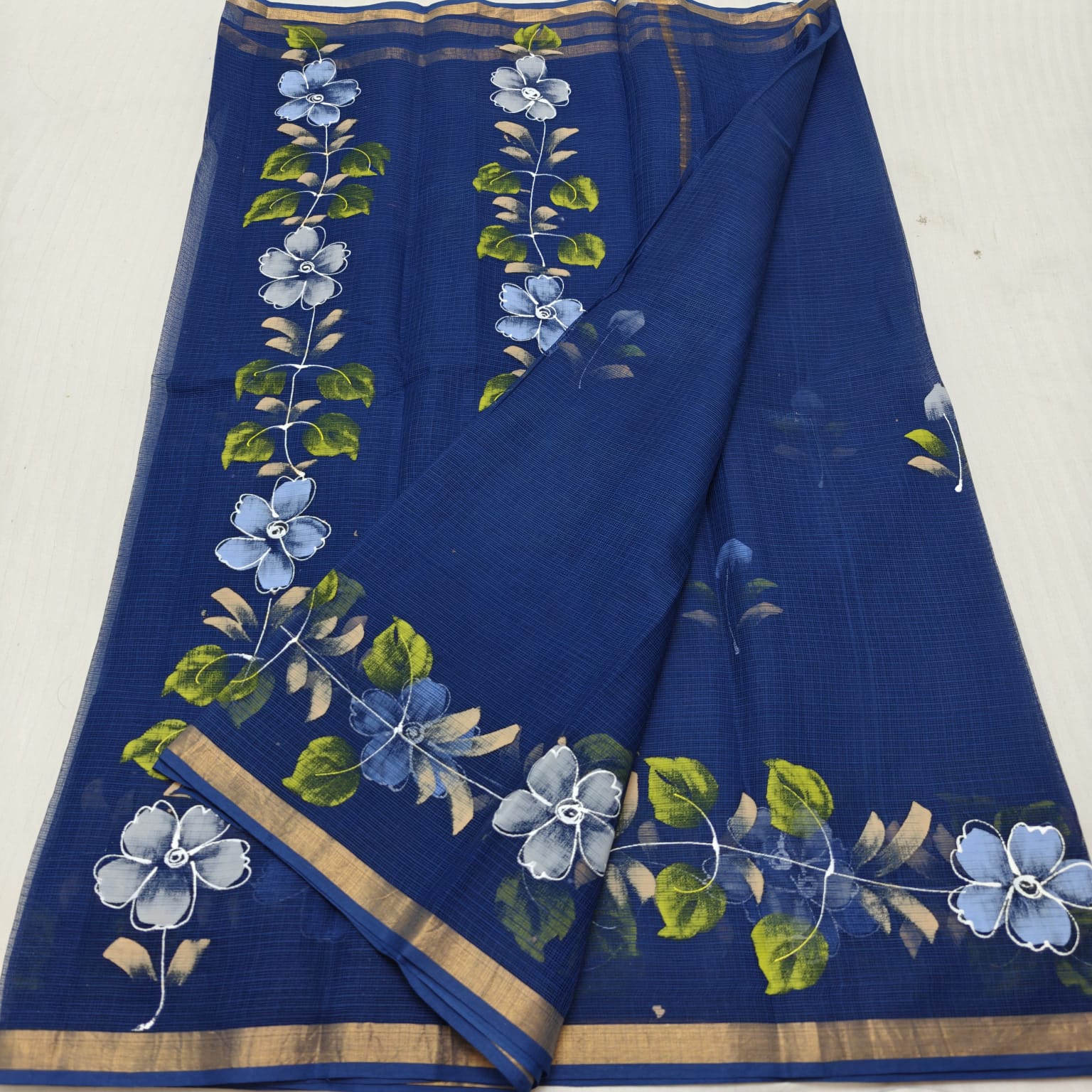 Kota Cotton Hand Brush Paint Blue