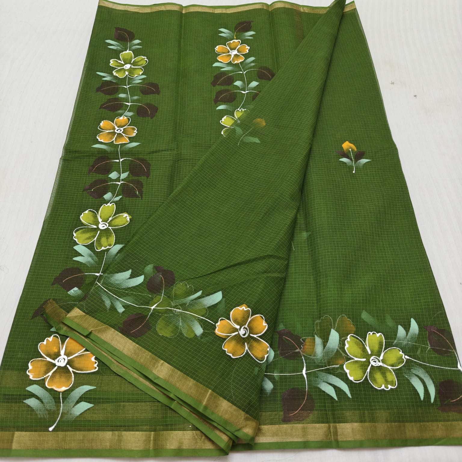 Kota Cotton Hand Brush Paint Green