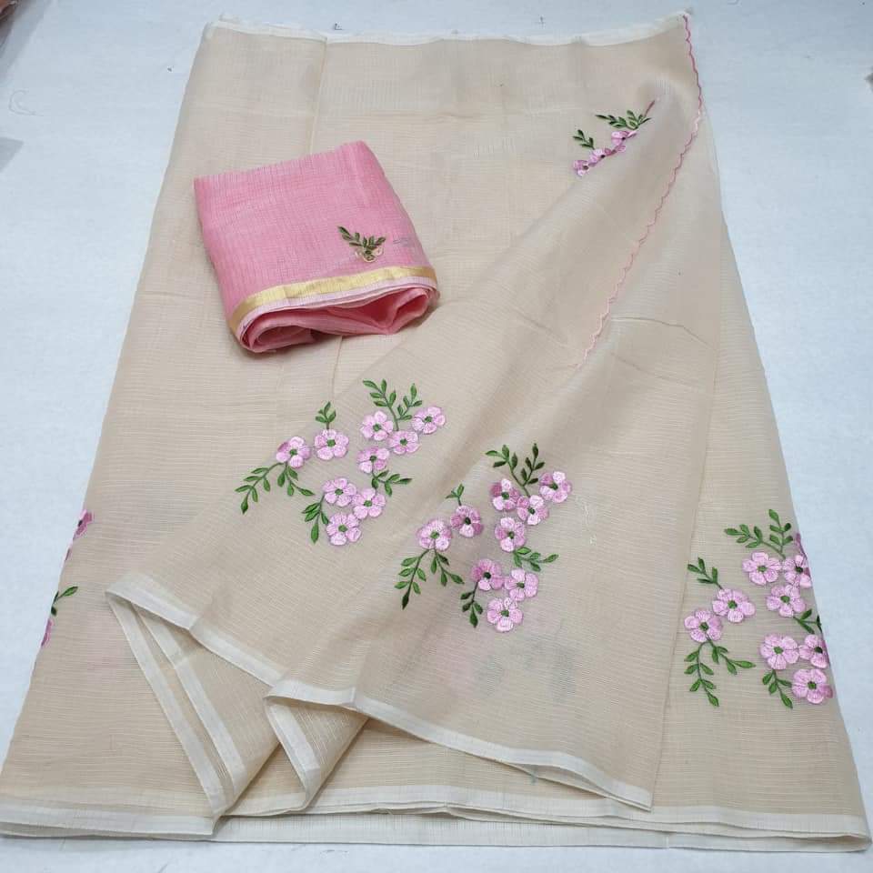 Kota Cotton in Embroidery Cream Pink