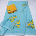 Kota Cotton in Embroidery Blue Yellow