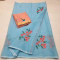 Kota Cotton in Embroidery Blue Peach