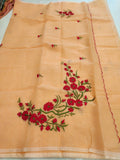 Kota Cotton Artistic Embroidery Yellow Red
