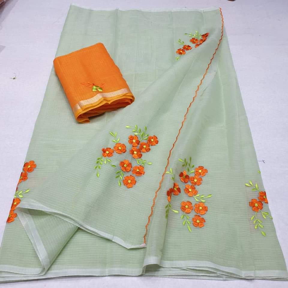 Kota Cotton in Embroidery Sage Orange