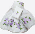 White Embroidery Purple Cotton Saree