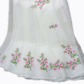 White Embroidery Pink Cotton Saree