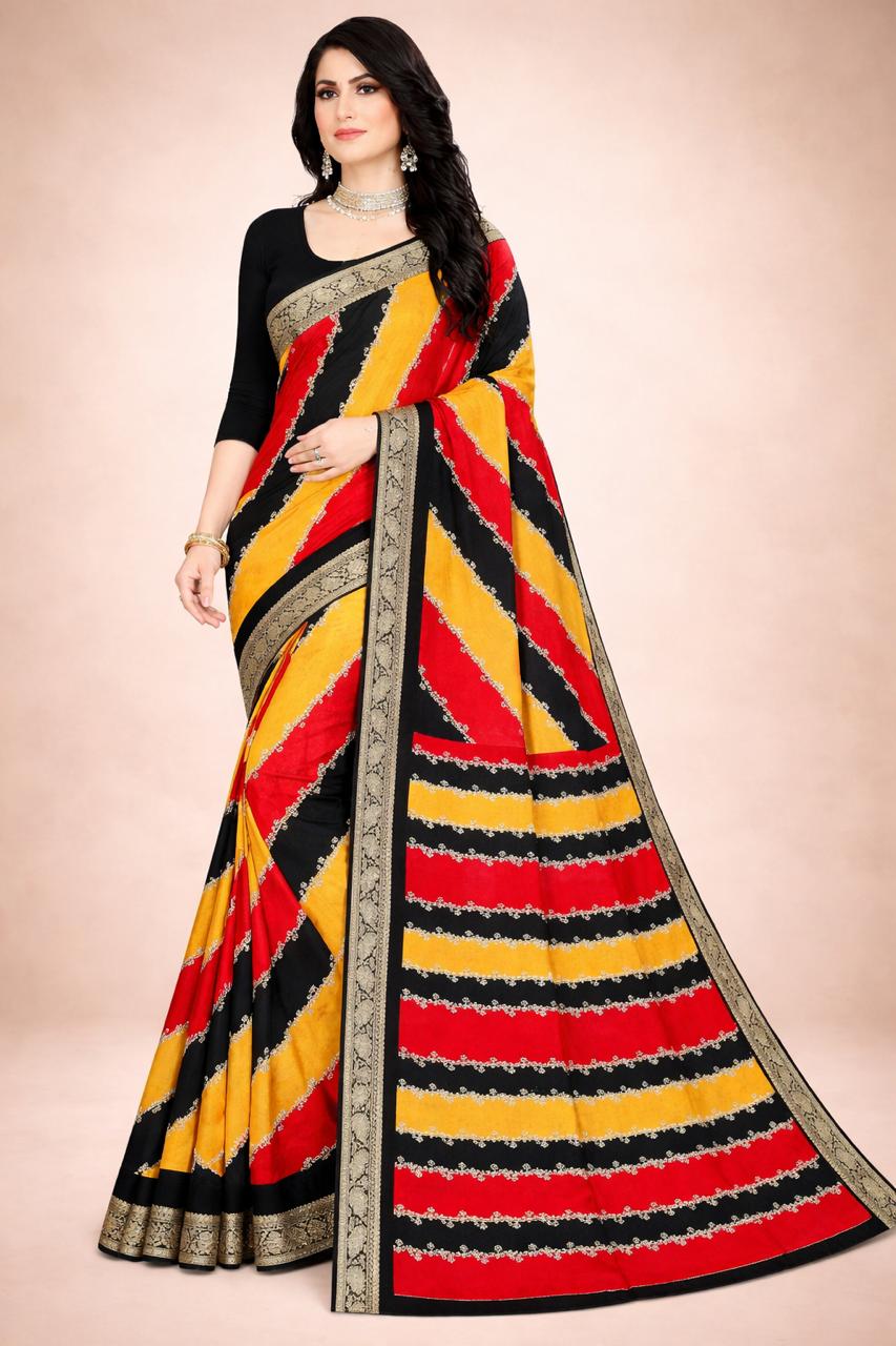 Cotton Saree Yellow & Black