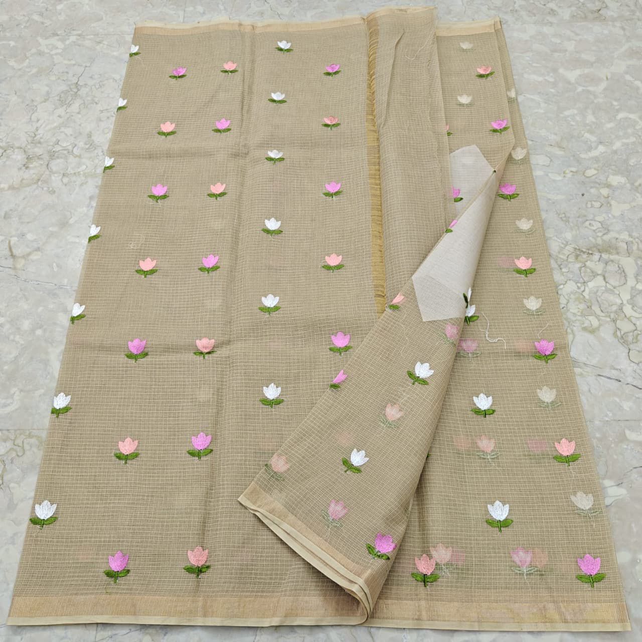 Kota Cotton with Embroidery Light Brown