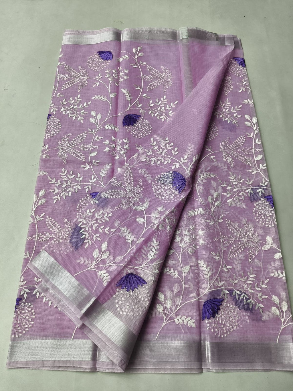 Mix Cotton Machine Embroidery Light Purple