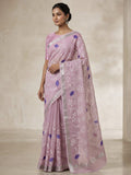 Mix Cotton Machine Embroidery Light Purple