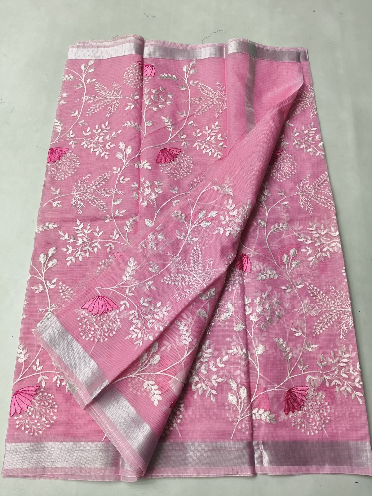 Mix Cotton Machine Embroidery Pink
