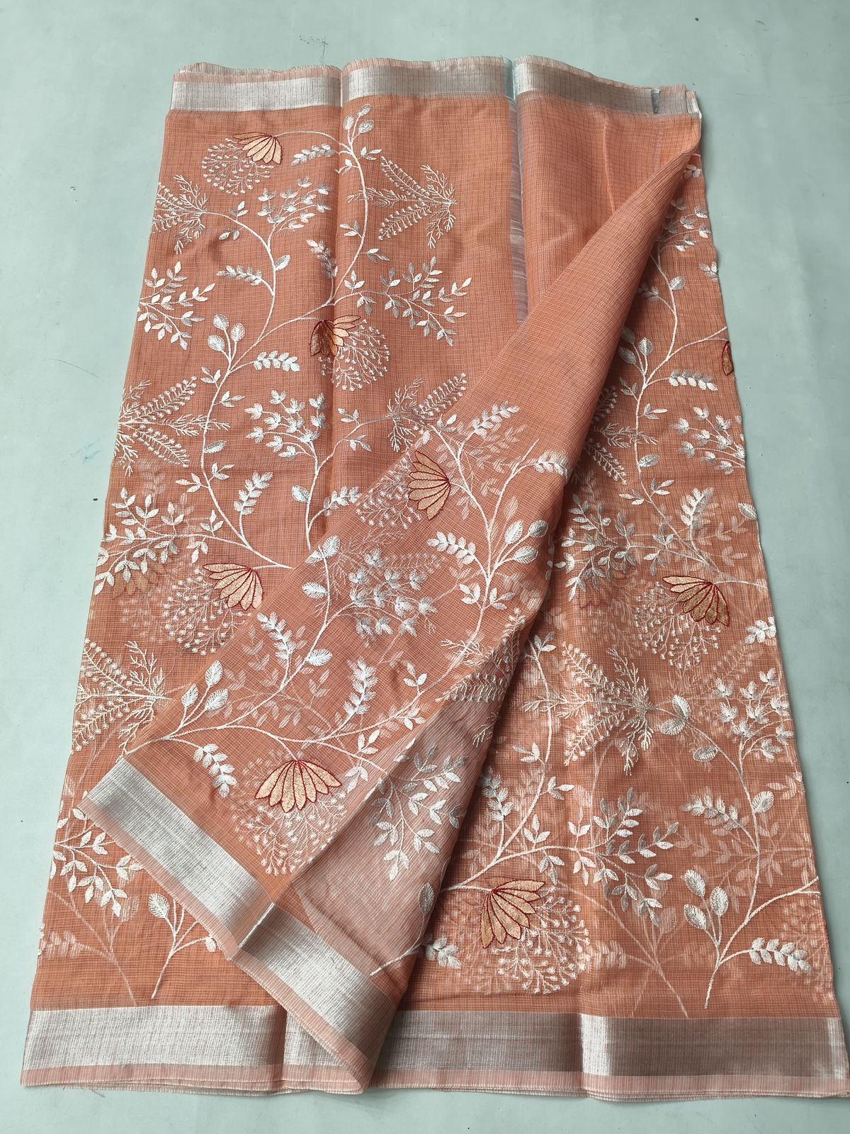 Mix Cotton Machine Embroidery Light Orange