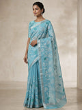 Mix Cotton Machine Embroidery Blue