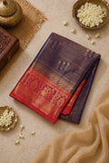 Beautiful Silk Saree Blue Red