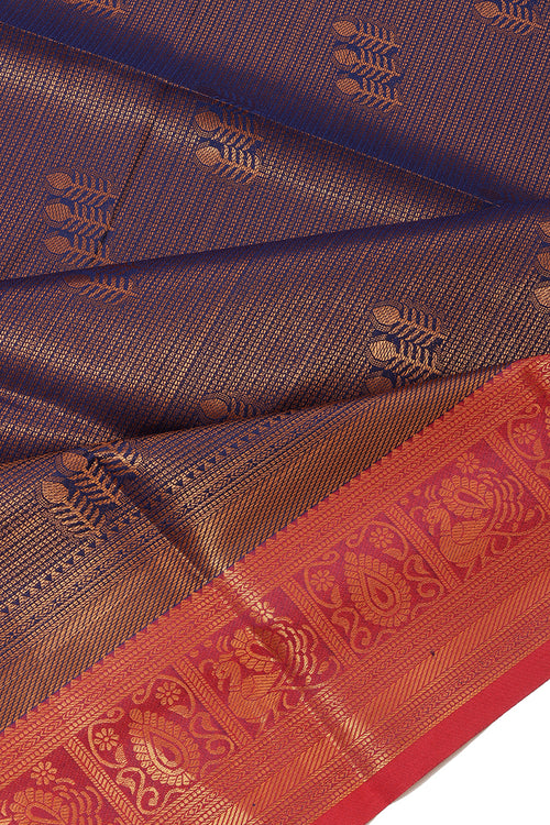 Beautiful Silk Saree Blue Red