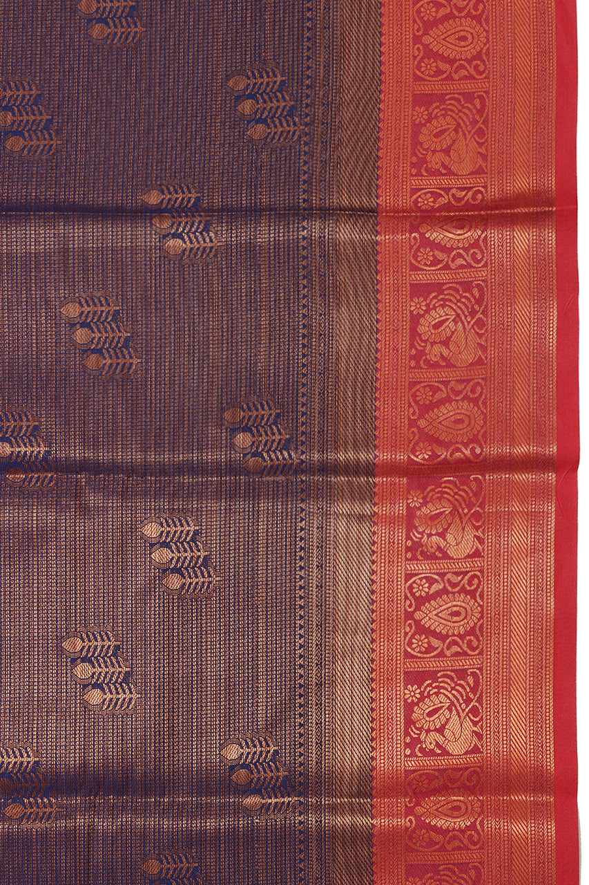 Beautiful Silk Saree Blue Red