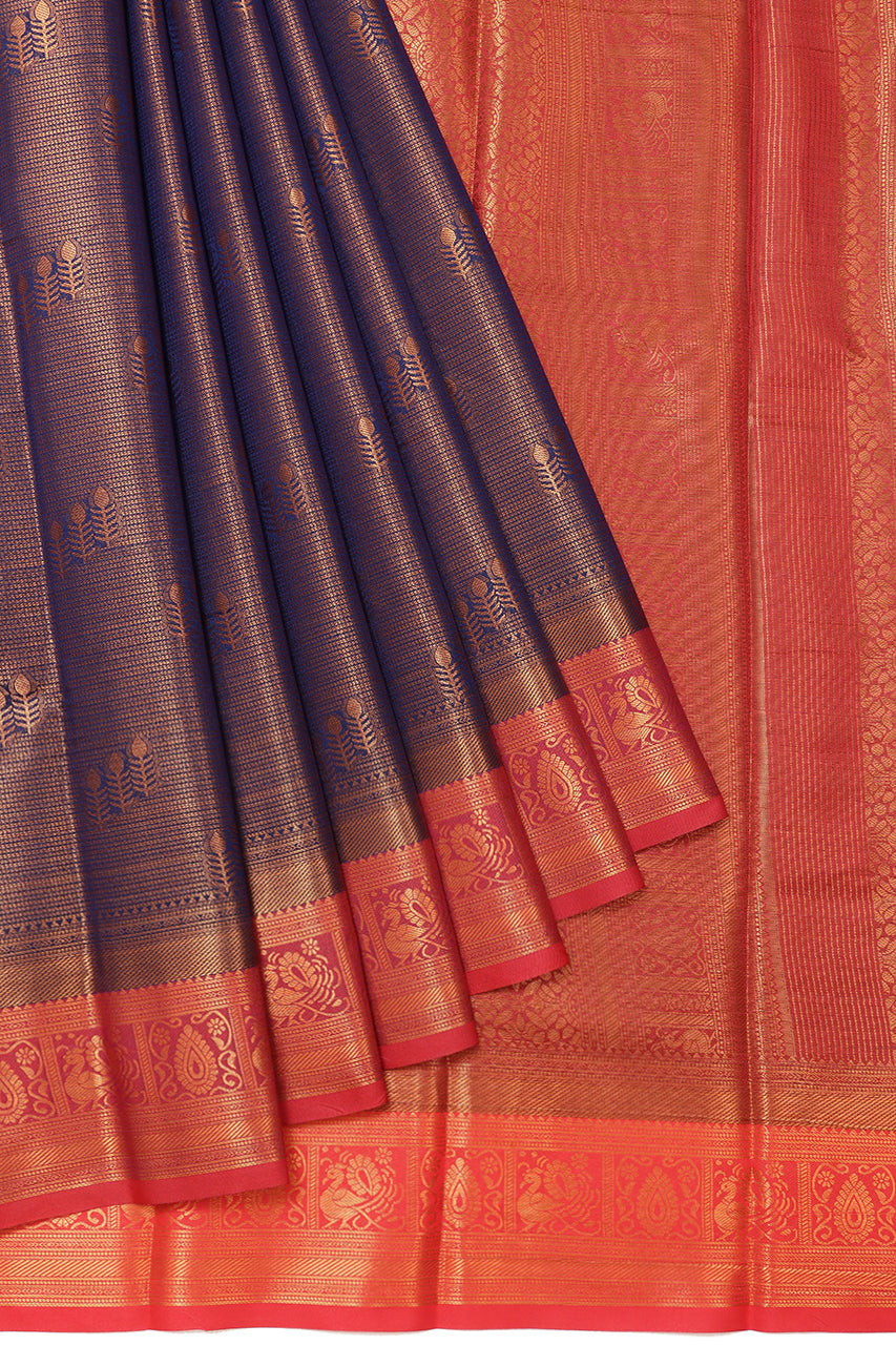 Beautiful Silk Saree Blue Red